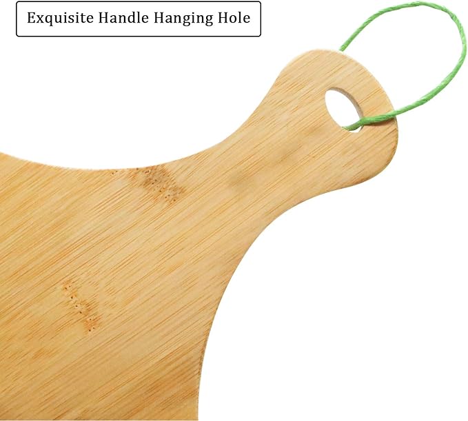 ZOENHOU 2 PCS 17 x 12 Inch Bamboo Pizza Peel, Pizza Board with Handle, Bamboo Cutting Board for Homemade Pizza Cheese Fruits Cake