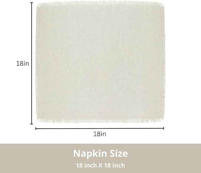 PurpleEssences Cloth Napkins with Fringes, 100% Cotton Christmas Holiday Winter Table Decor, Set of 6 18x18 Inch Reusable Dinner Napkins for Parties and Weddings - Royal Linen