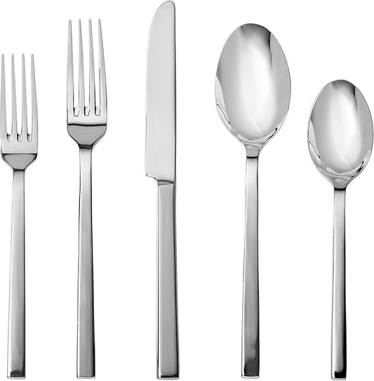 Fortessa Viggo Stainless Steel Flatware, Mirrored Stainless Steel, 20 Piece Place Setting, Service for 4
