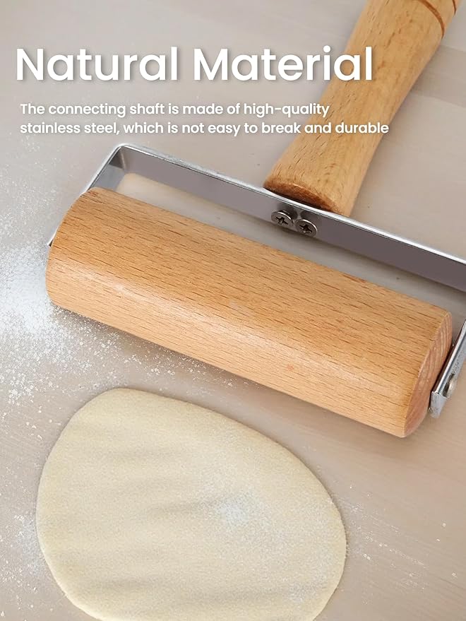 Pizza Rolling Pin, Small Rolling Pin, Non-Stick Wooden Dough Roller for Pastry Tortilla Pizza Cookie Dumpling (Type 2)