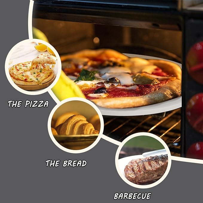 9'' Pizza Stone for Oven and Grill Round Baking Stone Heavy Duty Cordierite Pizza Cooking Pan for Indoor Electric Ovens Baking Crisp Crust Pizza Bread with RV Oven Home(23cm*1cm)