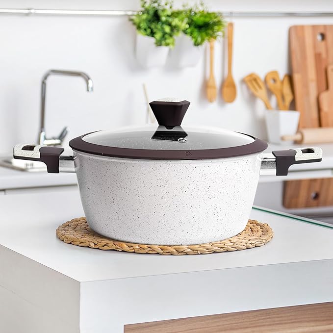 Nonstick Stock Pot with Lid, 4.2 QT Non-toxic Healthy Soup Pot with Stay-Cool Handles, Large Cooking Pot Casserole, PFOA PFAS PTFE Free for Pasta