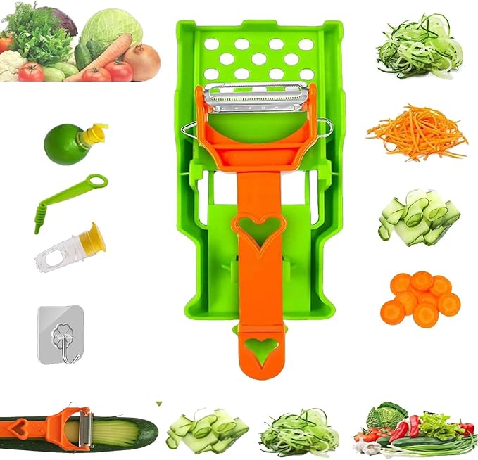 Pelador Multifuncional 2-En-1, Set Patient Peeler, Multifunctional Single-Blade Peelers, 2 in 1 Multifunctional Peeler & Julienne Set with Grating Plate Great for Fruit and Vegetable (1pcs)