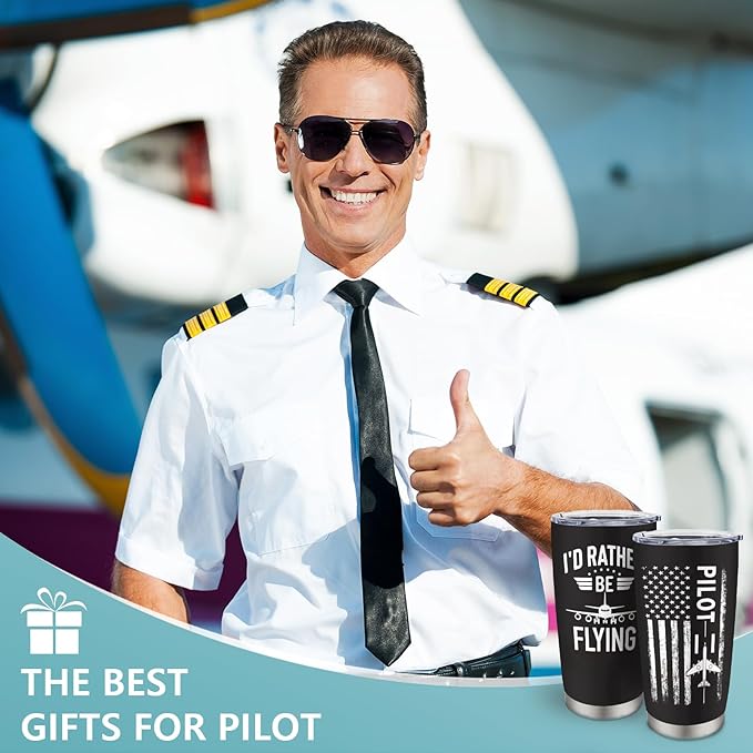 Pilot Gifts for Men - Aviation Gifts for Pilots - Birthday/Christmas Gift for Airplane Lovers - Funny Aviator Gift Ideas, 20 oz Insulation Stainless Steel Tumbler