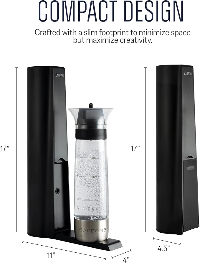 The Carbon8 Pulse Soda Maker Machine, Premium OmniFizz Sparkling Water Maker, Seltzer & More, Soda Stream Machine for Home, Water Carbonator, Fizz Infuser (CO2 Cylinder Not Included), Black