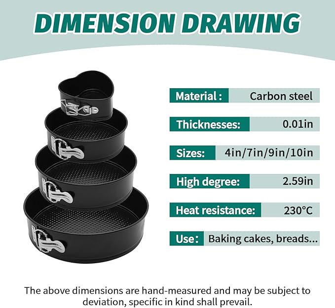 Cake Pan Set for Baking, Non-Stick Springform Pans Set of 4 (4, 7, 9 10 inch), Round Cheesecake Pan, Leak-Proof Cake Pans with Removable Bottom(Heart-4 Pcs)