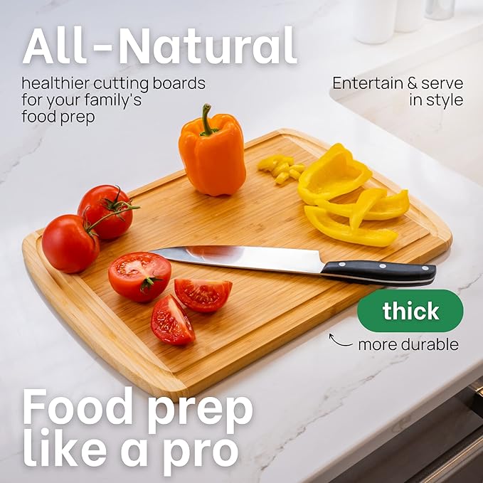 Organic 18 Inch Extra Large Bamboo Cutting Board with Lifetime Replacements - Non Toxic Wood Chopping Board with Juice Groove for Kitchen, Meat, Vegetables, and Food Prep Prep by Greener Chef