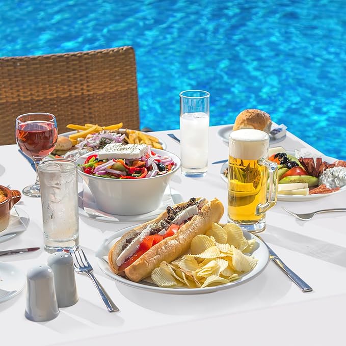 homing Rectangle Vinyl Tablecloth, Waterproof Spillproof Plastic Flannel Backed Table Cloth, Wipe Clean Table Cover for Dining, Buffet Parties and Camping (White, 60" x 120")