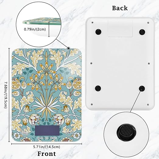 Food Scale Kitchen Digital Scale Food Ounces and Grams Dieting Baking Cooking Waterproof Glass Panels LCD Display,4 Units Scale Tare Function 016