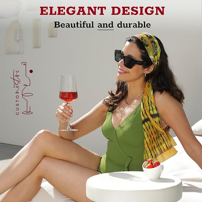 Gusto Nostro Crystal Wine Glasses Set of 4, 13.5 Oz Long Stem Modern Wine Glasses for White and Red Wine, Dishwasher Safe, Fancy, Elegant, Large and Tall Wine Glass for Wedding Christmas Anniversary