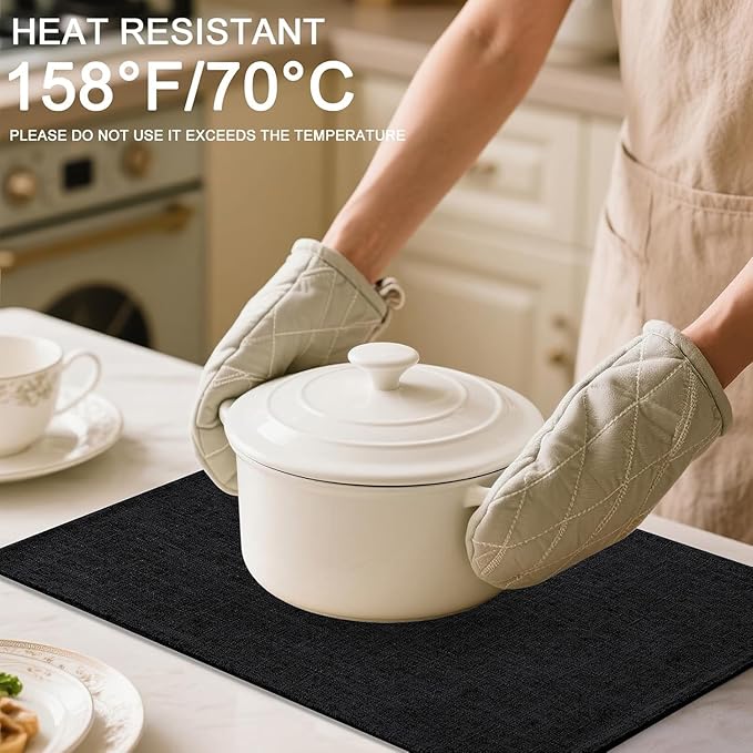 Homaxy Cloths Placemats for Dining Table Set of 4, Heat Resistant Washable Cotton Linen Blend Table Mats, Easy to Clean Place Mats for Indoor Outdoor Party Kitchen Decoration, 13" x 19", Black