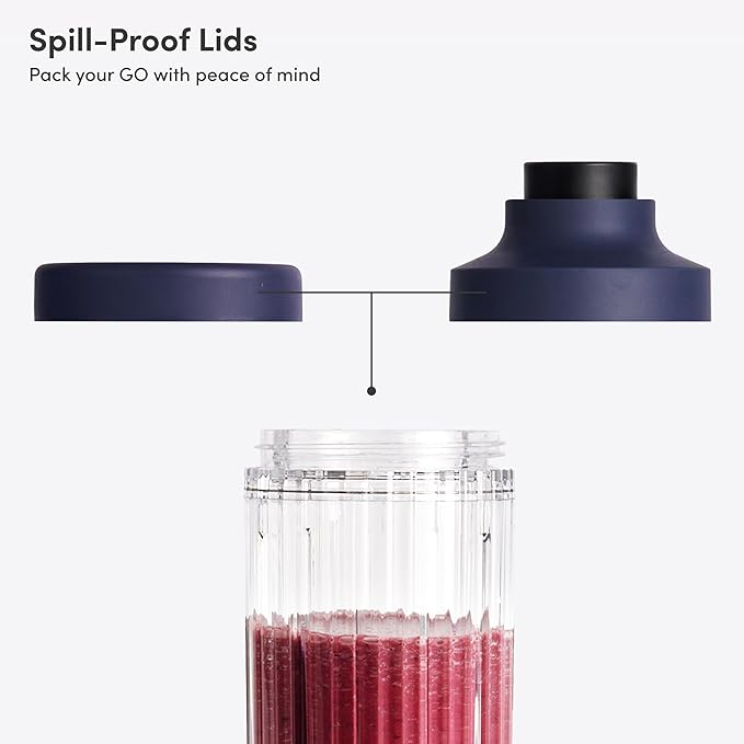 Beast GO Cordless, Premium Portable Blender for Shakes & Smoothies, 22oz Blending Vessel, Blends Ice & Frozen Fruit, Rechargeable USB-C Battery, Drinking Lid and Straw System (Navy)