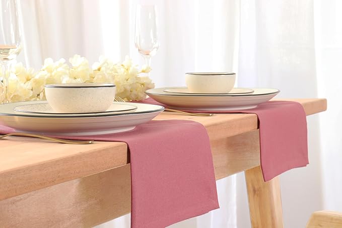 PurpleEssences Set of 12 Cloth Dinner Napkins 100% Cotton 18x18 Inch - Soft Durable Washable - Ideal for Farmhouse Party Fall Thanksgiving - Perfect Everyday Use Table Linen - Dusky Rose