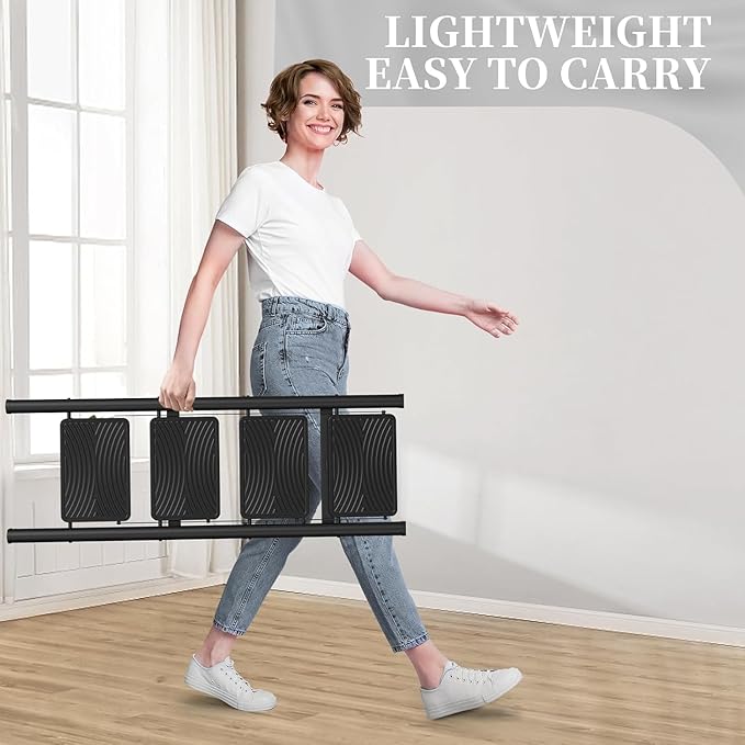 HBTower Step Ladder, 4 Step Ladder Folding Step Stool, Portable Sturdy Steel Ladder for Adults Home Outdoor Kitchen Garage,Black