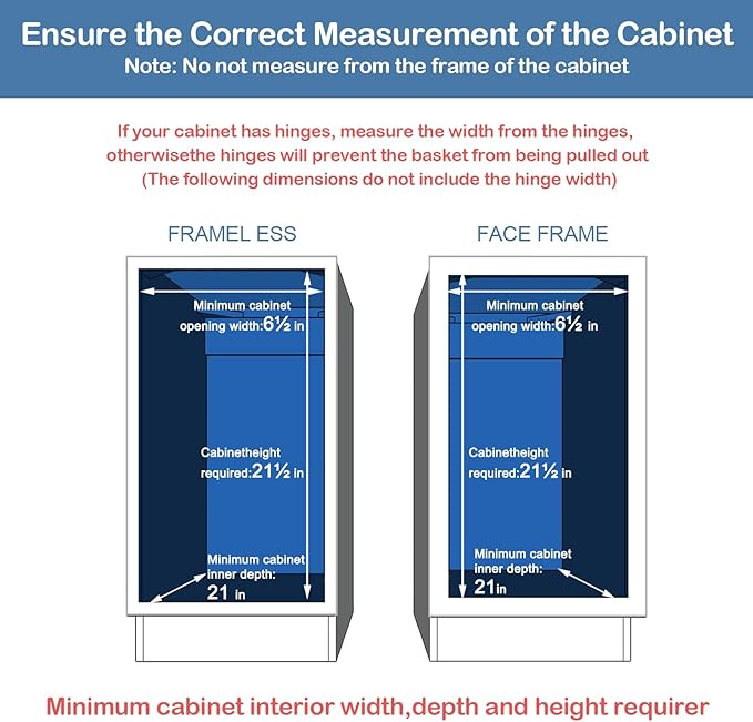 ROOMTEC Pull Out Spice Rack for Narrow Cabinet (6" W X 20½" D),3 Tier Heavy Duty Sliding Spice Cabinet Organization Shelf Racks, Pull Out Shelves Under Cabinet Storage for Kitchen