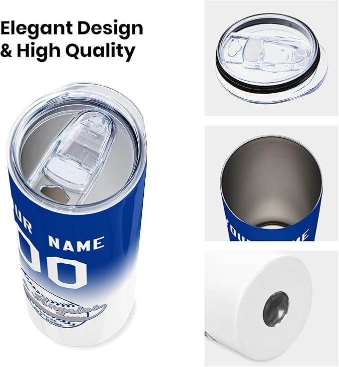 Custom Tumbler Stainless Steel Cup Personalized Baseball Vacuum Insulation Travel Mug Add Your Name Number Fans Gift for Baseball Fans