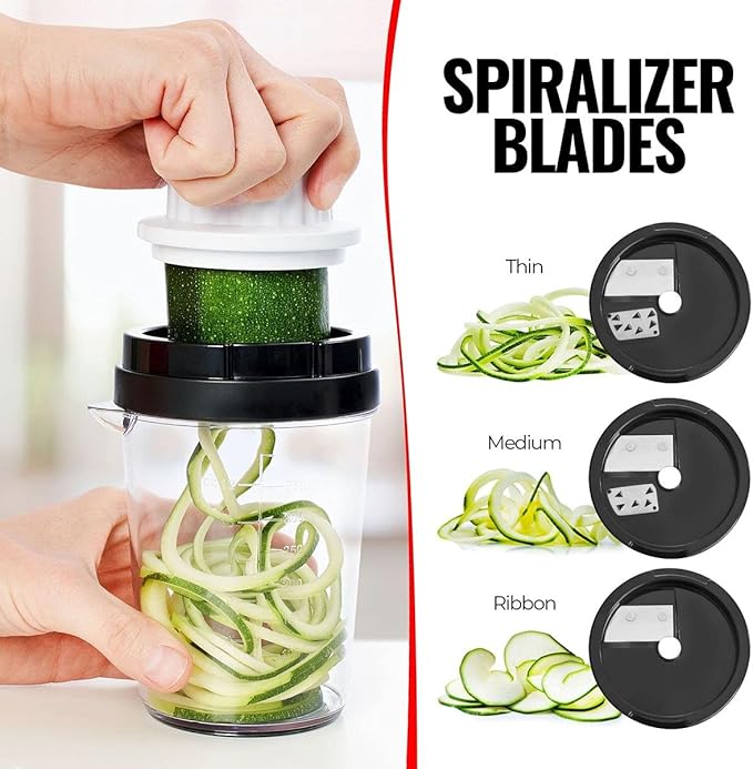 Fullstar Mandoline Slicer Spiralizer & Vegetable Slicer, Zucchini Noodle Maker, Onion & Food Chopper, Veggie Spiral Cutter & Grater (8 in 1)