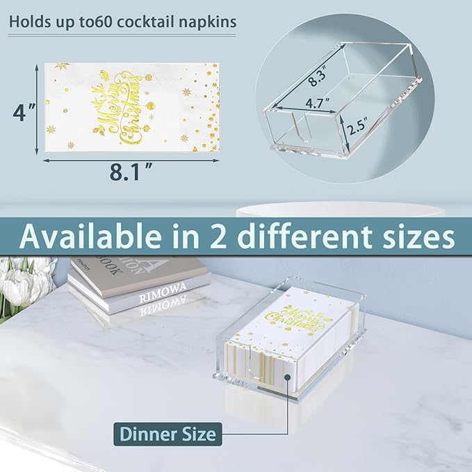 Napkin Holder for Table, Acrylic Guest Towel Holder for Bathroom, Clear Disposable Paper Hand Towels Tray for Kitchen, Buffet Napkin Paper Tray Napkin Caddy for Home Party 0.16+0.31in Thickness