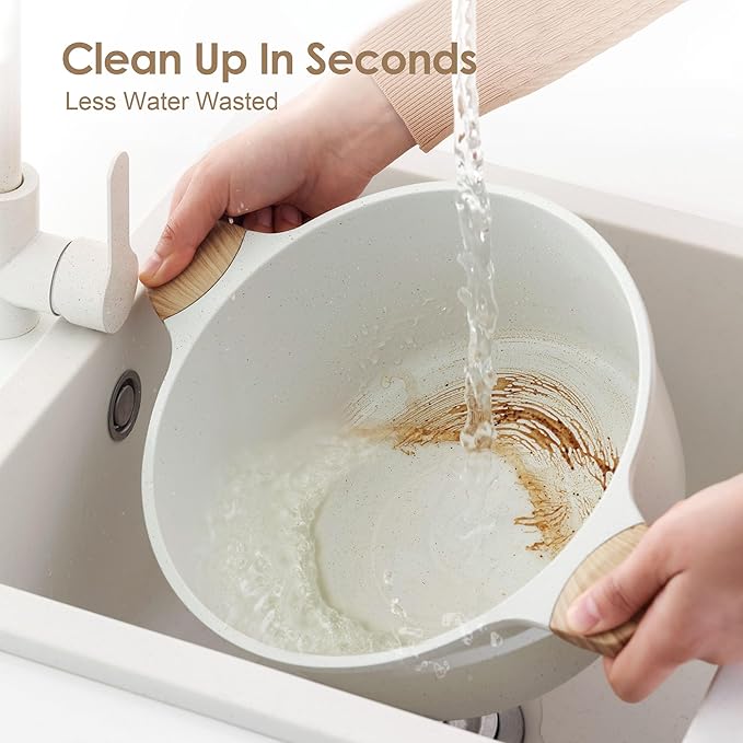 SENSARTE Nonstick Ceramic Cookware Set 16-Piece, Healthy Pots and Pans Set, Non-toxic Kitchen Cooking Set with Stay-Cool Handles, Silicone Utensils and Pot Protectors, PFAS/PTFE/PFOA Free