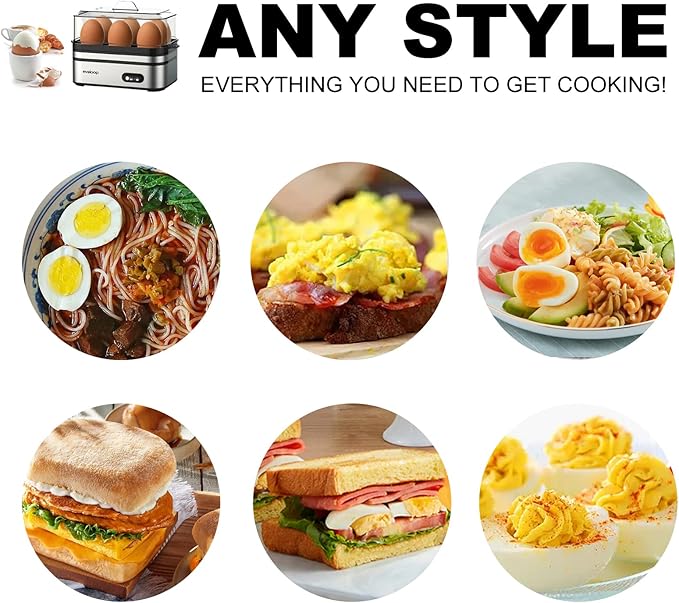 Rapid Egg Cooker Electric 6 Eggs Capacity, Soft, Medium, Hard Boiled, Poacher, Omelet Maker Egg Poacher With Auto Shut-Off, BPA Free