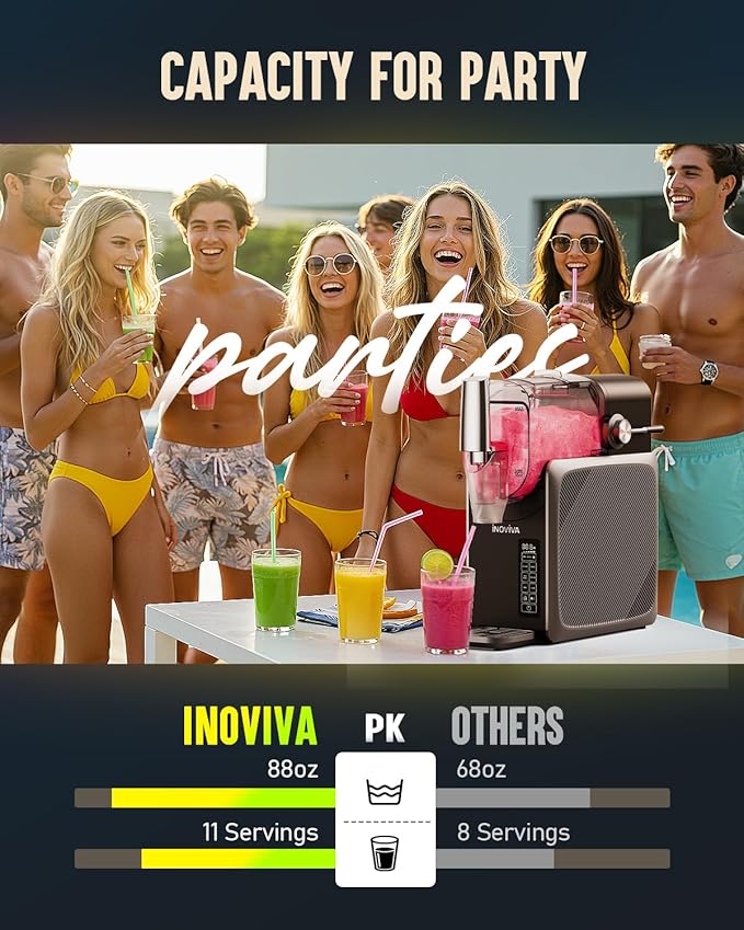 Slushie Machine, No Ice Needed, 88 oz INOVIVA Slushy Machine for Home with Self-Cleaning Function, Professional Frozen Drink Maker, 5 Preset Programs, Frozen Margaritas, Frappés, Milkshake, and More