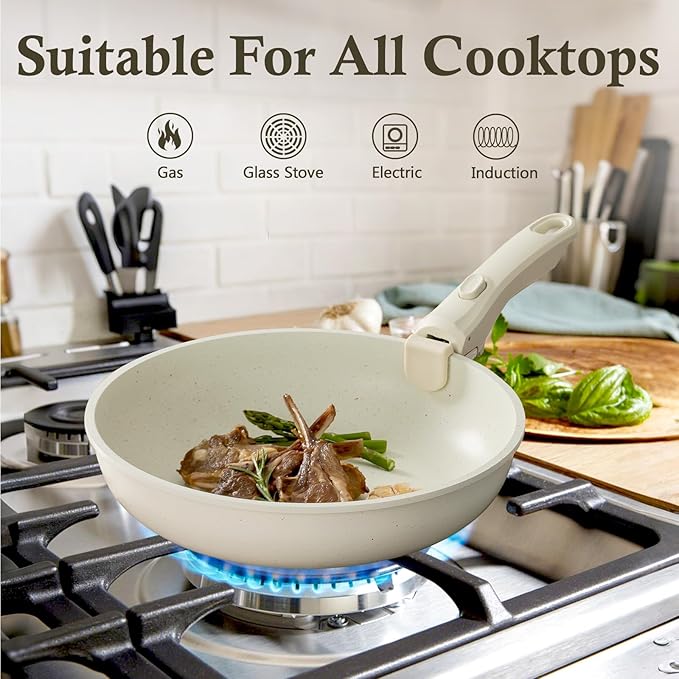 UCClife 30-Piece Nonstick Cookware Set - PFOA/PTFE Free Non-Toxic Pots & Pans, Detachable Handles, Oven & Dishwasher Safe, Scratch Resistant