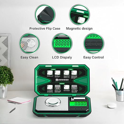 Milligram Scale Precision 0.001g/50g, Digital Jewelry Scale for Powder,Coins,Gold,Gem,Reloading,Micro Gram Scale with 6 Units,Tare,Cal Weight,Pocket mg Scale with Battery Powered