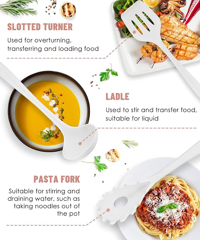 Kitchen Utensils Set-12 Pieces Silicone Cooking Utensils Set (Dishwasher Safe) 392°F Heat Resistant Spatula Set,Kitchen Utensil Set for Nonstick Cookware,Best Kitchen Tools with Holder