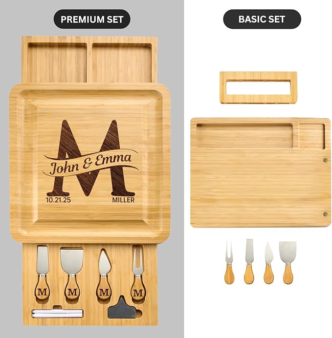 Personalized Charcuterie Board, Wood Engraved Custom Cheese Board, Customized Serving Tray Wedding Gifts for Couples, Engagement, Bridal Shower, Housewarming, and Christmas Gifts 2025