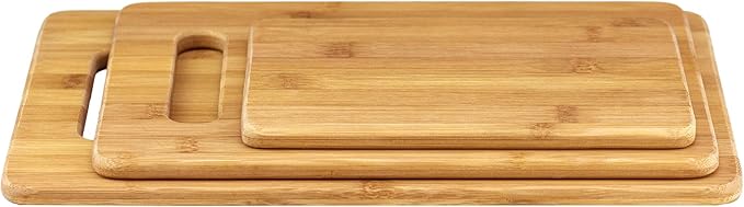 Totally Bamboo 3-Piece Bamboo Cutting Board Set – Wooden Cutting Boards for Kitchen – Great for Chopping and Serving – Large, Medium & Small Sizes for Food Prep