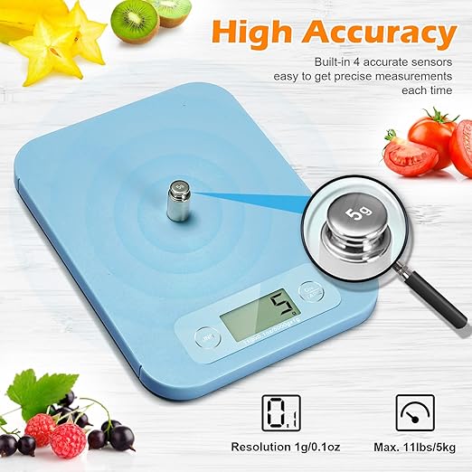 Digital Food Scale for Weight Loss - Smart Food Scale with Nutritional Calculator, Kitchen Scales for Food Grams and Ounces, Food Weight Scale for Baking, Diet, Diabetics, Calories 0.1oz/1g (3g-5kg)