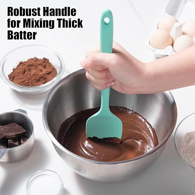 Heat Resistant Silicone Spoon Spatulas, Doosu 600°F High Temp Flexible Cooking Spoons Kitchen Spoonula Scratch-Proof for Mixing Stirring Scraping Serving Non-Stick Cookware (Set of 3, Multi-5)