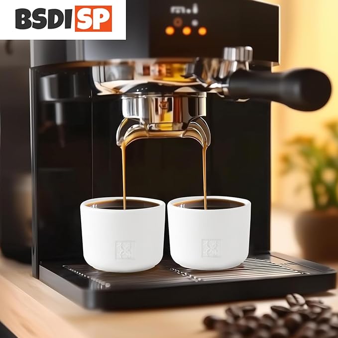 Porcelain Espresso Cups Set of 2, 3.5-4 oz Ceramic Small Coffee Cups, White Demitasse Cups for Espresso Coffee or Tea Shot Cups, Microwave Dishwasher Safe.