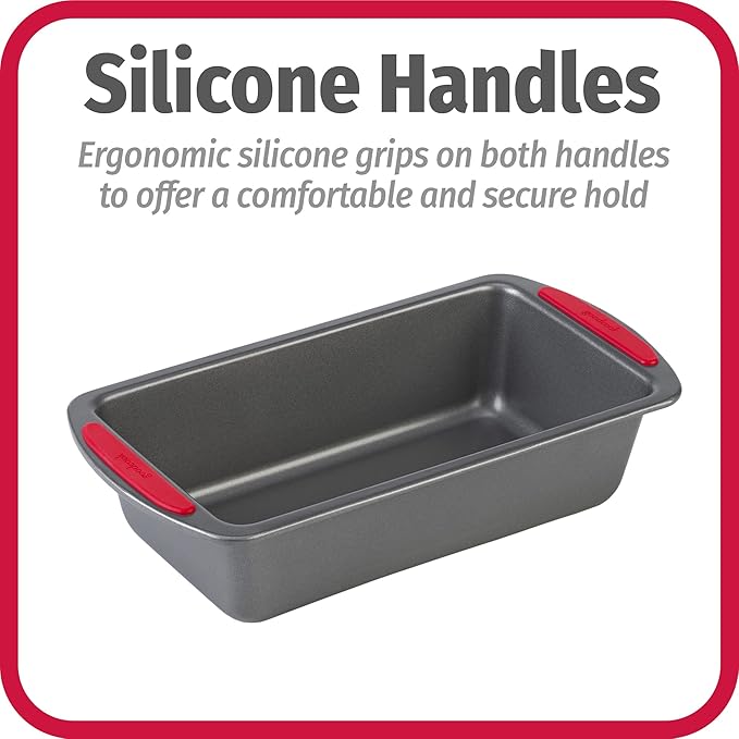 GoodCook MegaGrip 9" x 5" Nonstick Steel Bread Loaf Pan with Silicone Grip Handles, Gray