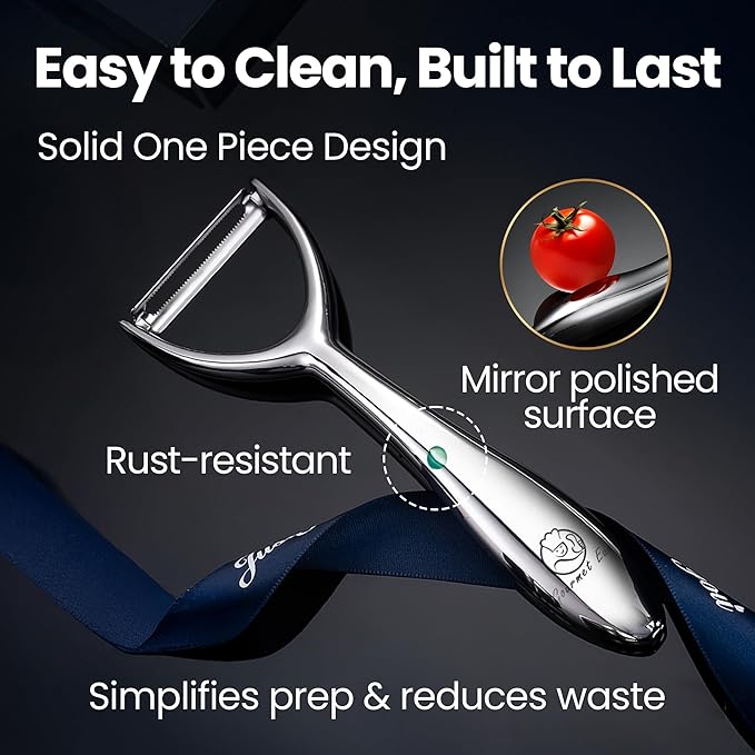 Vegetable Peeler, Premium Stainless Steel Potato Peeler, High Tensile Ultra Sharp Blade Fruit and Food Slicer, Y Shaped with Ergonomic Non-Slip Handle, Dishwasher Safe with 5 Years Warranty