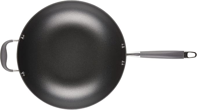 Anolon Advanced Home Hard Anodized Nonstick Pan, Stir Fry w/Helper Handle (12"), Moonstone