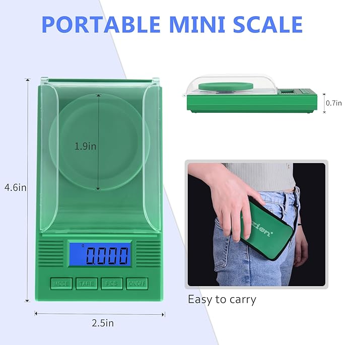 Fuzion Milligram Scale 50g/ 0.001g, Portable mg Scale with LCD Backlit, Tare, Digital Jewelry Scale, Microgram Scale for Powder, Gold, Gem, Reloading, Batteries Included