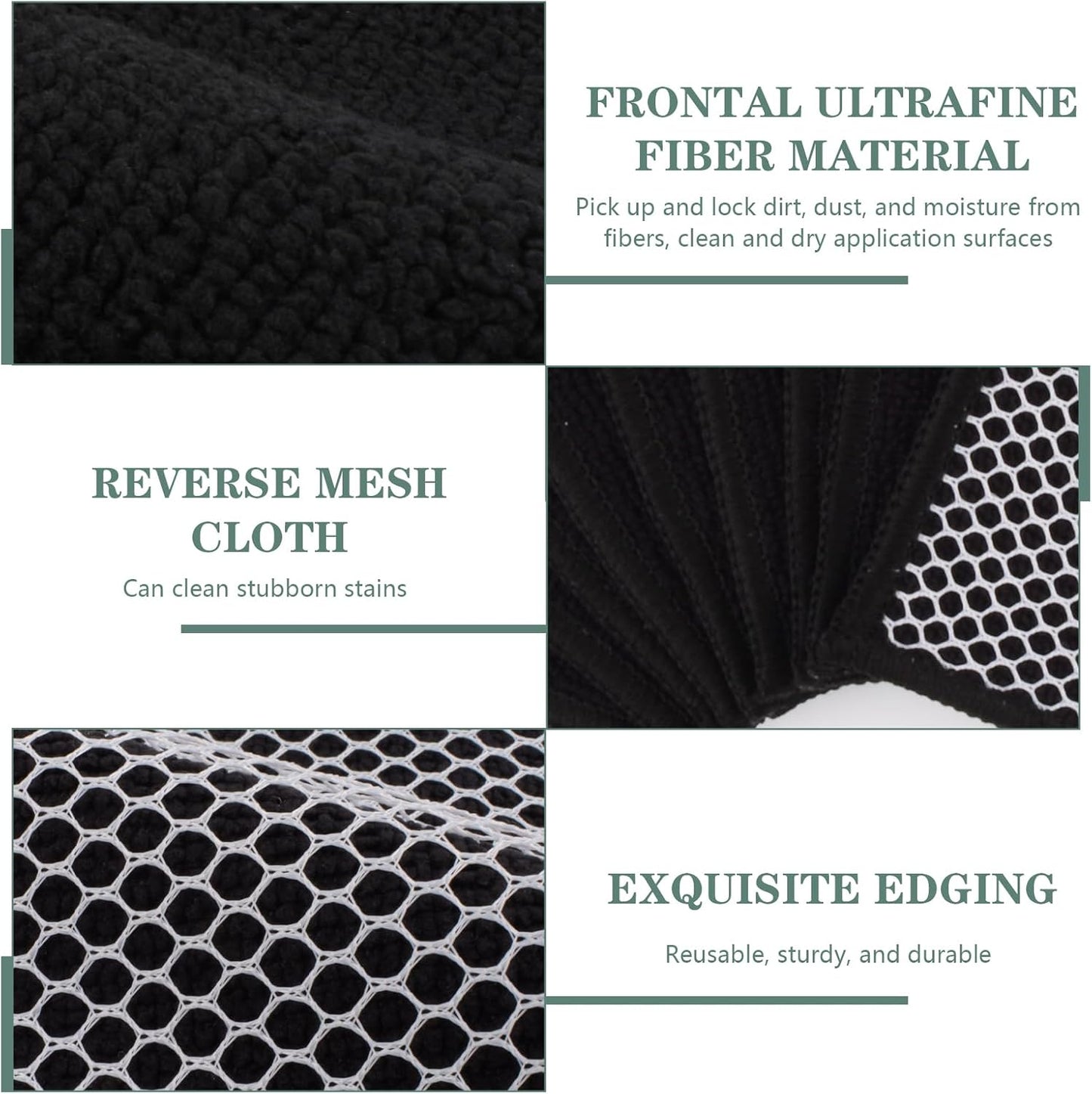 SINLAND Microfiber Dish Cloth for Washing Dishes Dish Washing Rags Best Kitchen Washcloth Cleaning Cloths Wash Cloths with Poly Scour Side 7.87Inchx7.87Inch 10 Pack Black