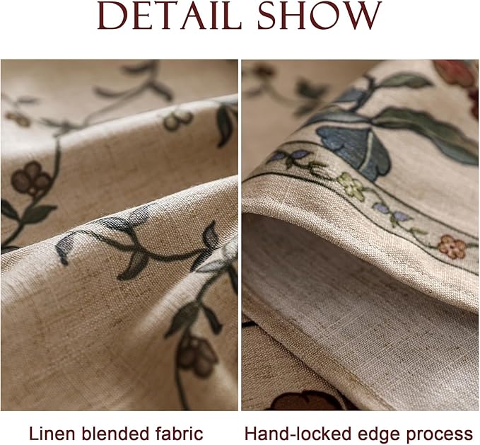 patdrea Designer Floral Linen Table Cloth Durable Breathable Tabletop Cover Dacorative Kitchen Dining Tablecloth for Rectangular Tables for Kitchen Dining Parties,Holiday Christmas,67"x 118"