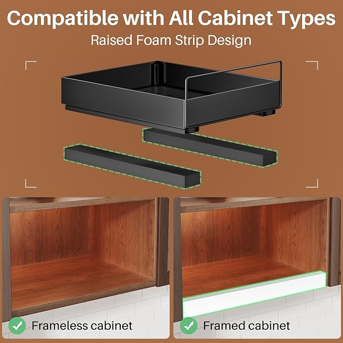Pull Out Spice Rack Organizer for Large Upper Cabinet, Easy to Install, Drill-Free, Cabinet Requires- Clearance Height > 12 inch, Width>9 inch, Depth> 11 inch - (1 Pack)