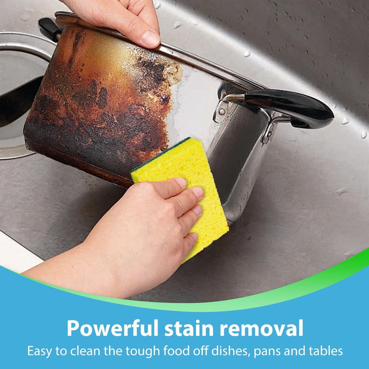 24 Pack Multi-Purpose Sponge Pads,Heavy Duty Scrub Sponges Effective Clean The Surface Stains,Can Be Used to Clean Kitchen,Pots,Bowls,Bathrooms,Tiles,Bathtubs,Walls a Good Helper for Home Cleaning