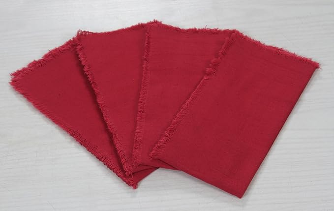 ACCENTHOME Red Cotton Linen Napkin Set of 12 18x18 inch Dinner Napkins - Washable Soft Premium Hotel Quality Reusable Napkins Perfect Table Napkins for Family Dinners, Weddings & Everyday Use