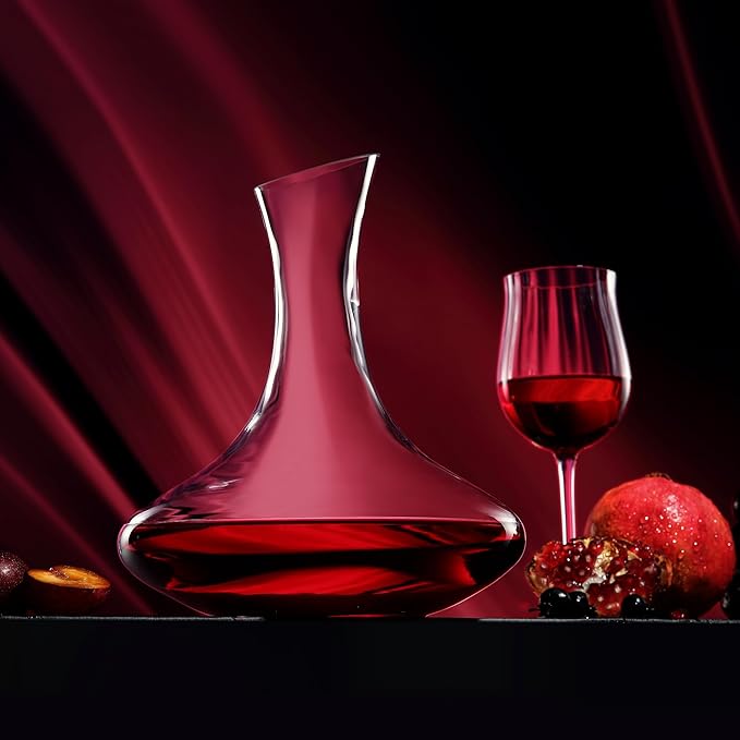 Wine Decanter 1500ml/52oz Elegant Red Wine Carafe Decanter, Hand Blown Lead-Free Crystal Glass Wine Carafe for White and red Wine, Bottle Gift and Wine Accessories
