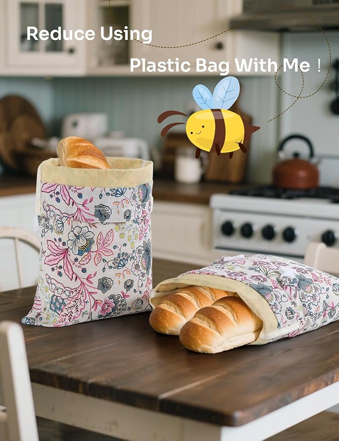 Reusable Bread Bags for Homemade Bread, 2 Pack XL Cotton Beeswax Bag for Sourdough, Beeswax Bags, Sourdough Storage Bag