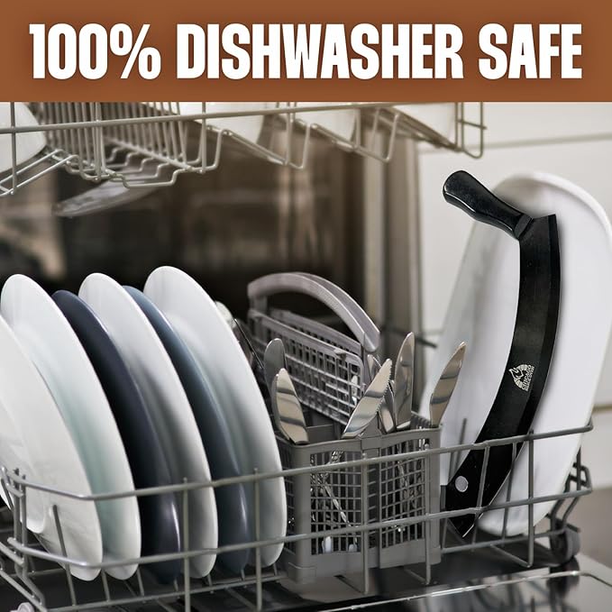 12-Inch Pizza Cutter Rocker Blade – Stainless Steel Mezzaluna Knife with Titanium Coating – Large Professional Pizza Cutter with Protective Cover – Dishwasher Safe