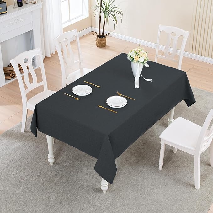 BALCONY & FALCON Rectangle Tablecloth Washable Wrinkle Resistant and Water Proof Table Cloth Decorative Linen Fabric Tablecloths for Dining Parties Kitchen Wedding Outdoor Use(Charcoal Grey, 57x118)