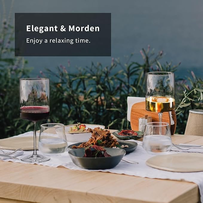 SANZO Wine Glass Set, 15oz Crystal Glasses for Red and White Wine, Square Bowl Design for Home Bar or Dinner Parties （8pcs）