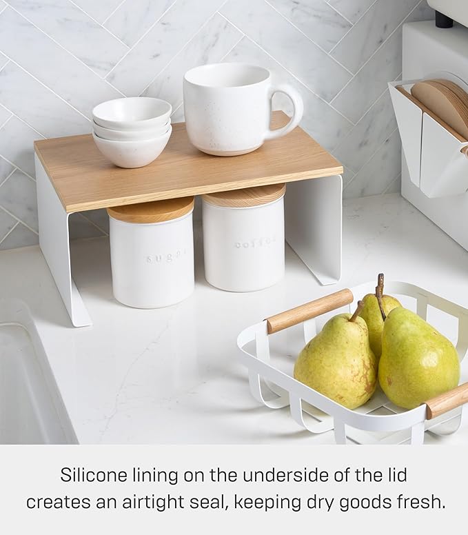 Yamazaki Home Tosca Ceramic Canister - Dry Food Kitchen Storage Container Organizer - Sugar - 15.25 Oz., 450 Ml