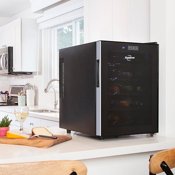 Koolatron Wine Fridge - Wine Cooler, 20 Bottle Wine Cabinet for Champagne, Red & White Wine, Freestanding Cellar For Bar, Home, Kitchen, Double Paned Glass Door, (48L)