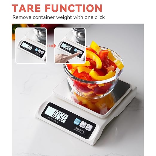 BOMATA 0.1g/ 13lb Food Scale, USB Rechargeable, Digital Kitchen Scale with Removable Stainless Steel Pan, Backlit LCD Display, for Cooking, Baking B621 White